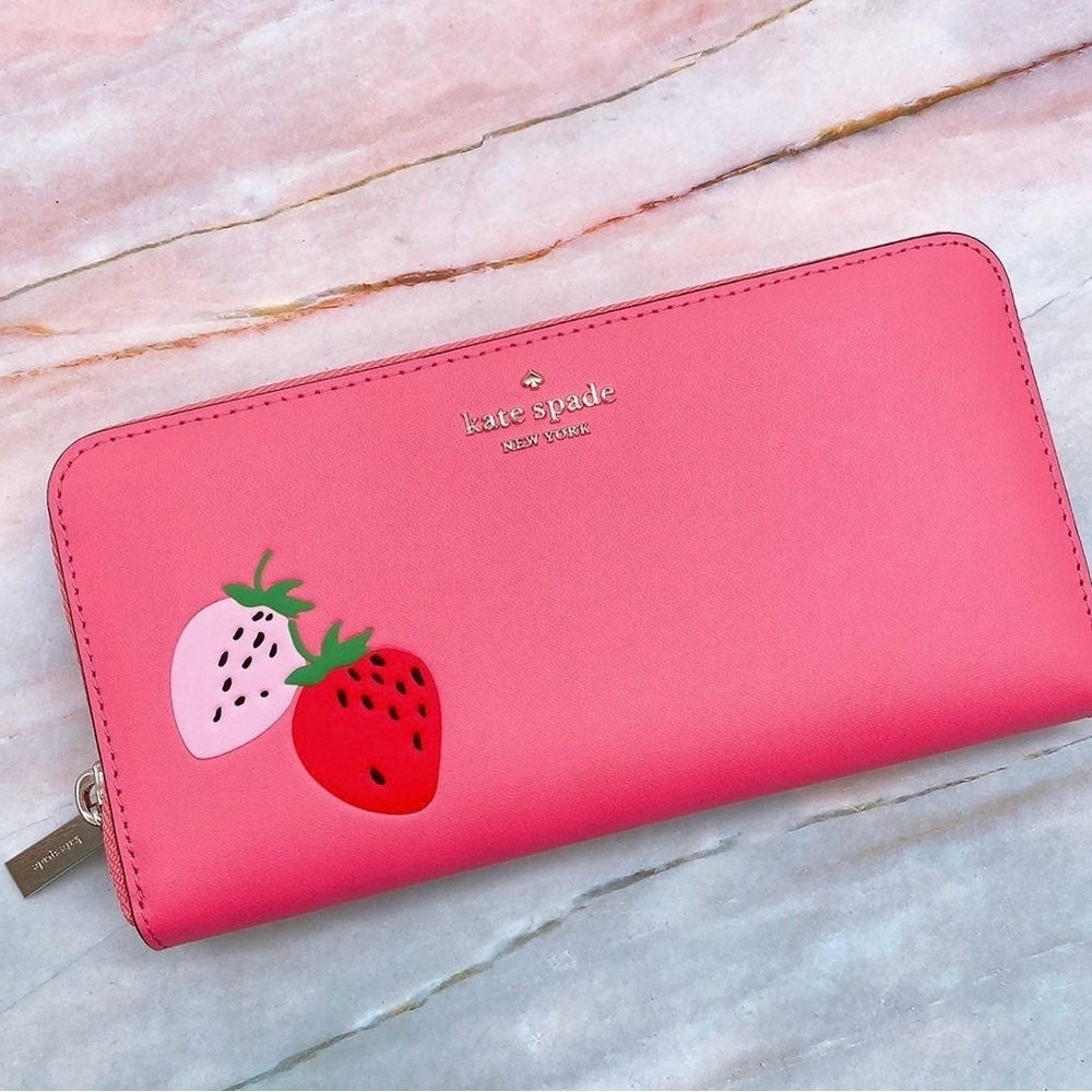 Kate Spade Pink Wallet with Strawberry Motif